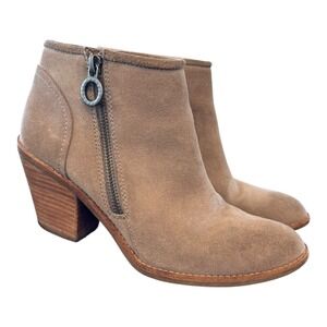 Sofft Womens Suede Leather‎ Ankle Booties 8M Taupe Block Heel Fall Classic Boho